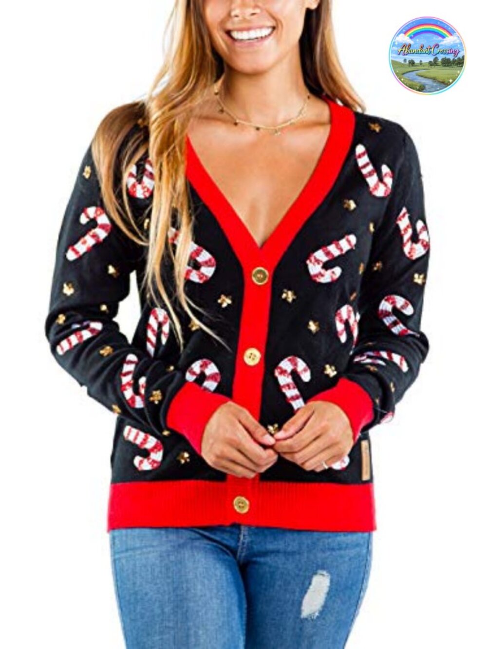 Tipsy Elves Women's Ugly Christmas Cardigan V-Neck Button Sweater